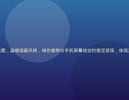 草榴app品牌概念图，温暖插画风格，绿色植物与手机屏幕结合的视觉呈现，体现清新自然的产品调性
